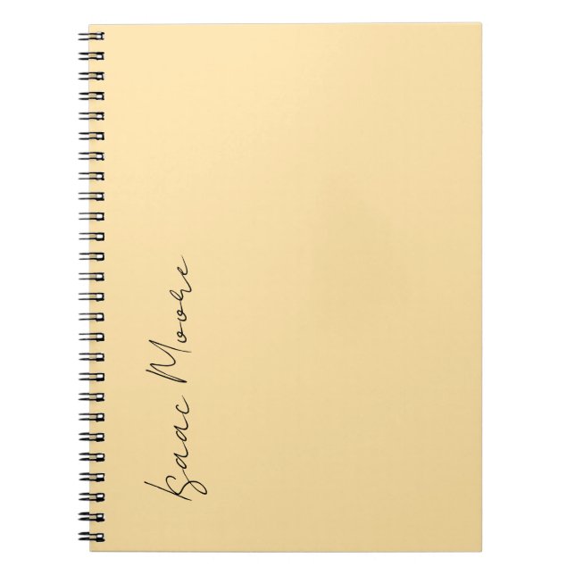 Beige Colour Plain Elegant Script Calligraphy Name Notebook (Front)