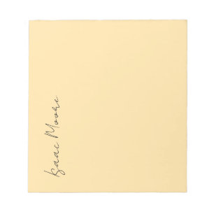 Beige Colour Plain Elegant Script Calligraphy Name Notepad