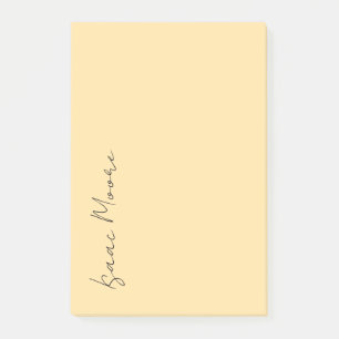 Beige Colour Plain Elegant Script Calligraphy Name Post-it Notes