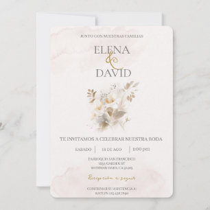 Beige colour Spanish Wedding Invitation