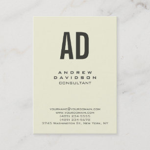 Beige Colour Trendy Vertical Monogram Business Car Card