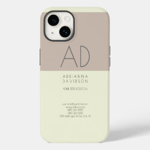 Beige Colour Trendy Vertical Monogram Minimalist iPhone 14 Case