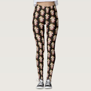 Beige Coloured Mushrooms All Over Customised Moder Leggings