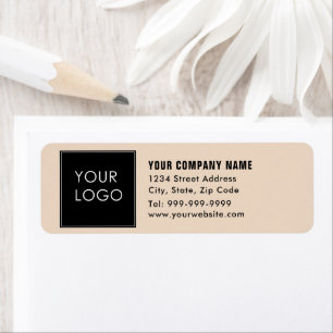 Beige Company Business Modern Logo Return Address  Label