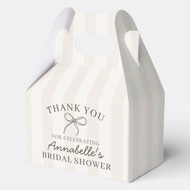 Beige Coquette Bow Beige Bridal Shower Dessert Favour Box (Front)