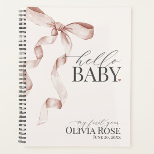 Beige Coquette Bow Girl Baby Gift My First Year Planner