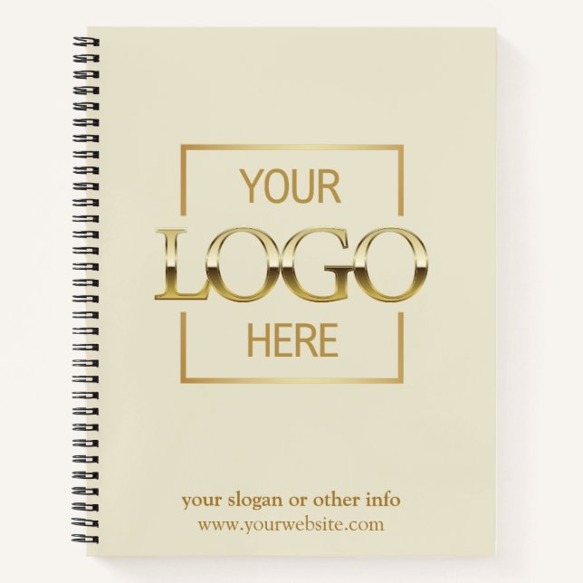 Beige Corporate Company Business Logo Promotional Notebook (Front)