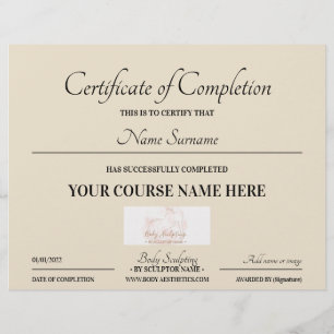 Beige course online certificate of completion