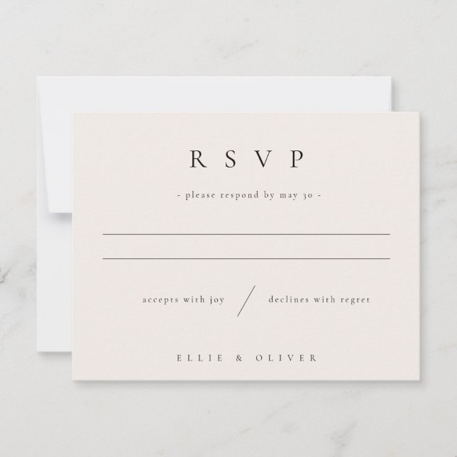 Beige Cream Boho Wedding Reply Modern RSVP Card (Front)