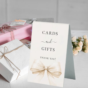 Beige cream bow ivory girl cards gifts sign