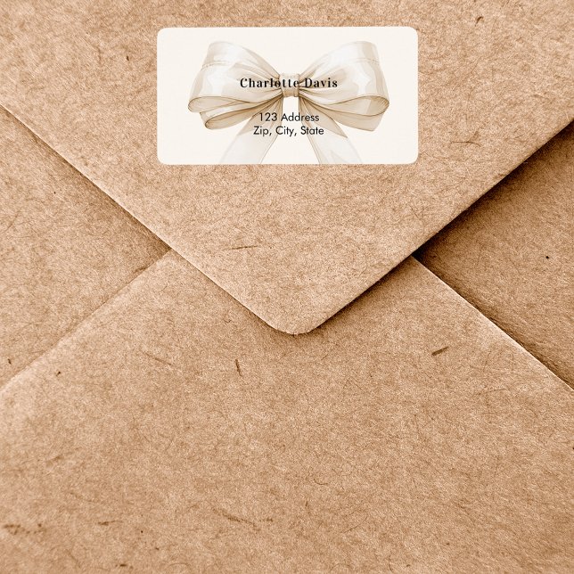 Beige cream bow return address  label (Creator Uploaded)