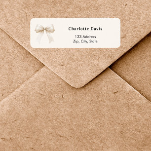 Beige cream bow return address  label