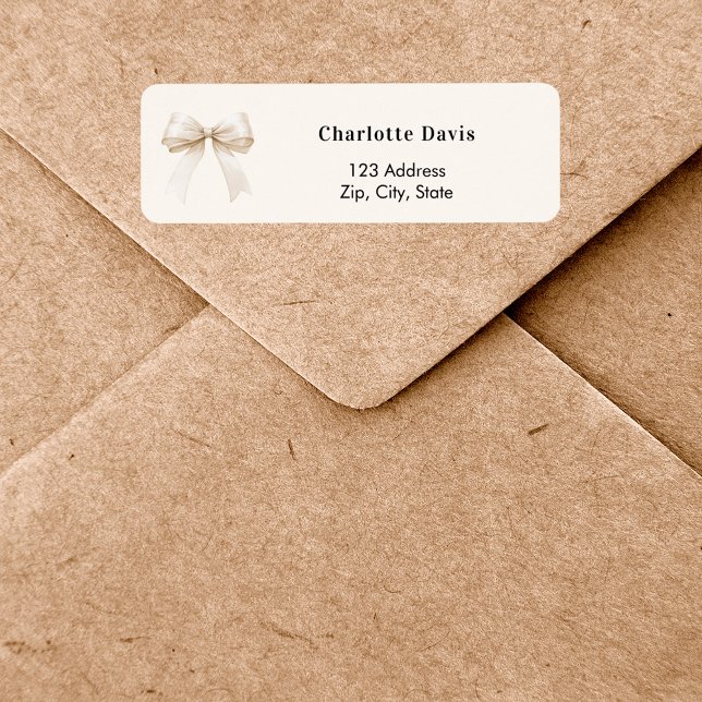 Beige cream bow return address  label (Creator Uploaded)