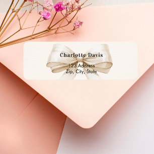 Beige cream bow return address return address label
