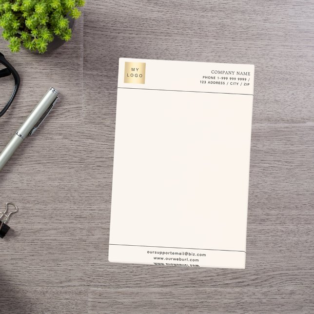 Beige cream business logo letterhead post-it notes (Creator Uploaded)