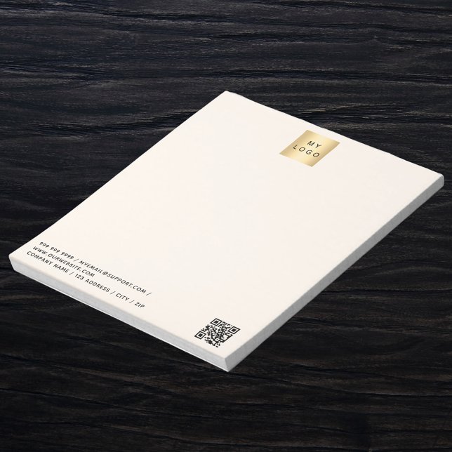 Beige cream business logo QR code Notepad (Creator Uploaded)