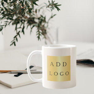 Beige cream colour business logo coffee mug
