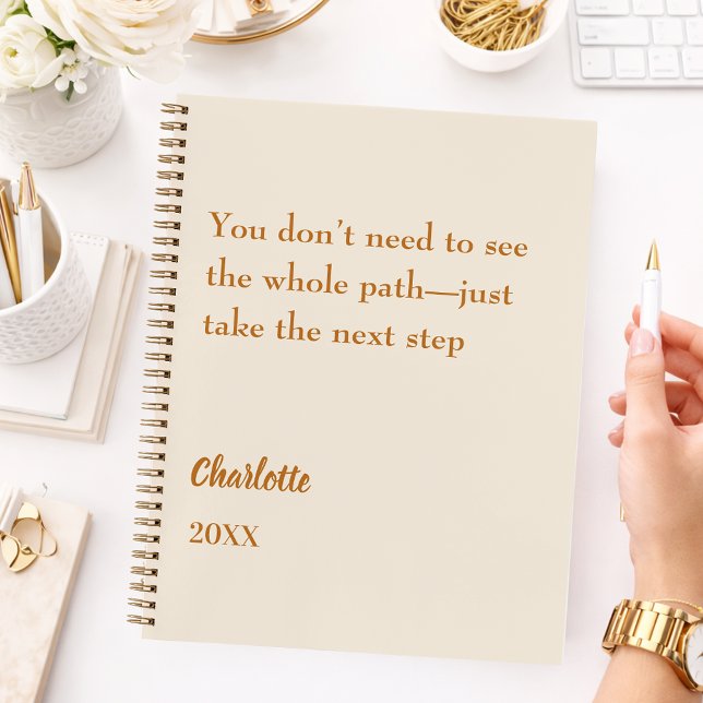 Beige cream inspirational goal quote notebook (Creator Uploaded)