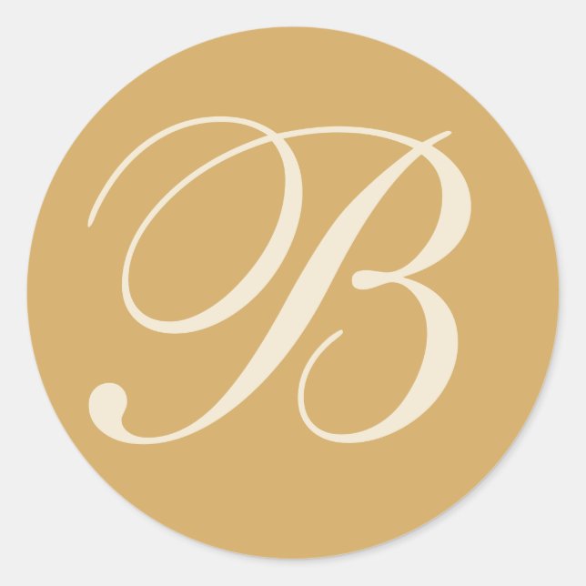 Beige & Cream Monogrammed Wedding Envelope Seals (Front)