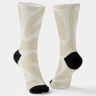 Beige Cream Organic Pattern Sustainable Premium Socks