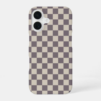Beige Cream Patterns, Chequerboard Check Chequered iPhone 16 Case