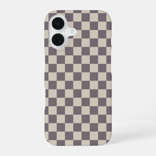 Beige Cream Patterns, Chequerboard Check Chequered iPhone 16 Case (Back)