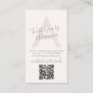 Beige Cream Physical Printed Tooth Gem Aftercare Business Card