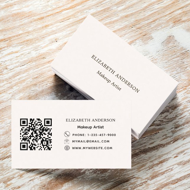 Beige cream qr code business card (Creator Uploaded)