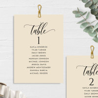 Beige Cream Seating Plan Cards with Guest Names