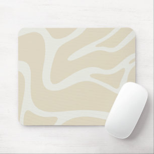 Beige Cream Simple Organic Pattern Mouse Pad
