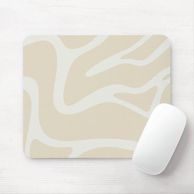 Beige Cream Simple Organic Pattern Mouse Pad (With Mouse)