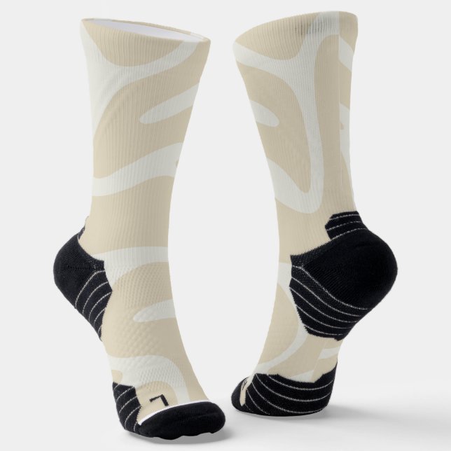 Beige Cream Simple Organic Pattern Socks (Angled)