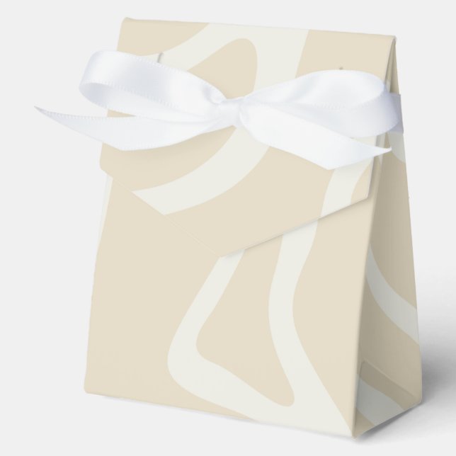 Beige Cream Simple Organic Pattern Tent Favour Box (Front)