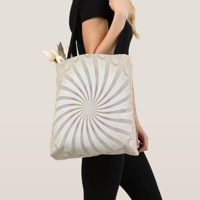 Beige Cream Swirl Tote Bag (Close Up)