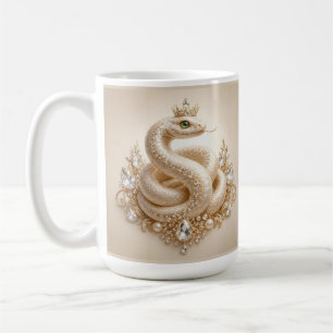 Beige Crystal Snake Crown Pendant Art Coffee Mug