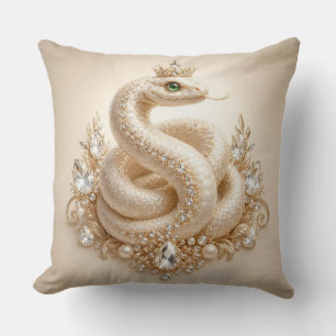 Beige Crystal Snake Crown Pendant Art Cushion