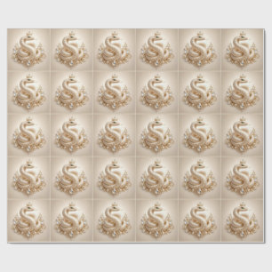 Beige Crystal Snake Crown Pendant Art Wrapping Paper