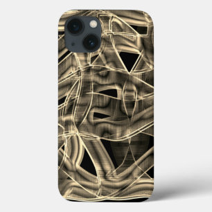 Beige curved ribbons, contrasted by embossed lines iPhone 13 case