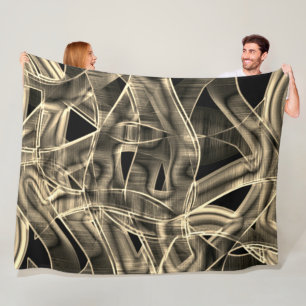 Beige curved ribbons, contrasting by embossed line fleece blanket