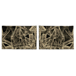 Beige curved ribbons, contrasting by embossed line pillowcase