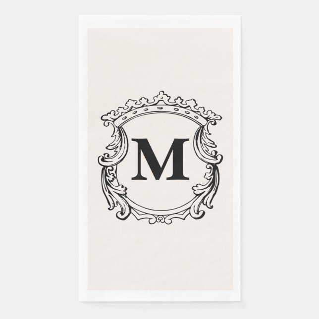 Beige Custom Monogram Crest Napkin (Front)