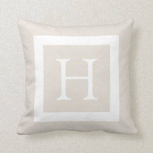 Beige Custom Monogram Cushion