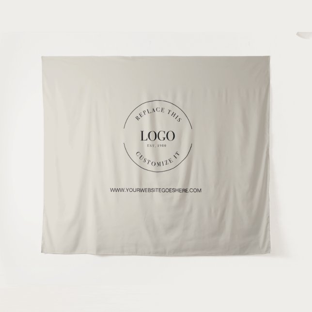 Beige Customisable backdrop Company Logo website  Tapestry (Front (Horizontal))