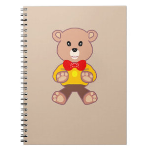 Beige Cute Bowtie Teddy Bear Spiral Photo Notebook