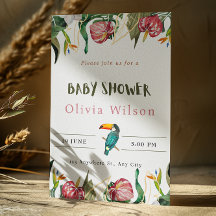 Beige Cute Floral Baby Shower Invitation