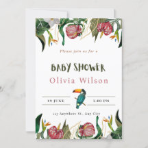 Beige Cute Floral Baby Shower Invitation