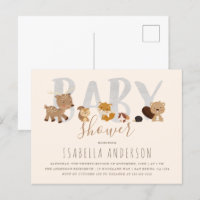 Beige | Cute Woodland Animals Neutral Baby Shower