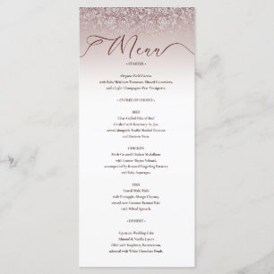 Beige Damask Ornate Wedding Menu Card