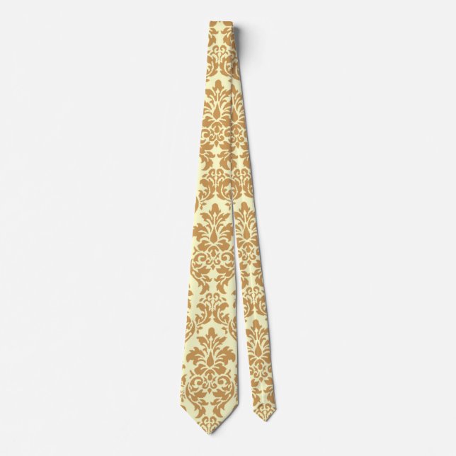 Beige Damask Tie (Front)