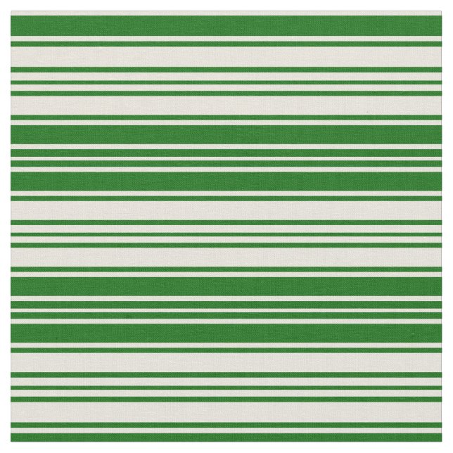 Beige & Dark Green Coloured Lines Fabric (Close Up)